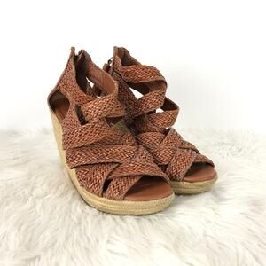 Dolce Vita 6 Womens Cognac Braided Strap Espadrille Wedge Sandals